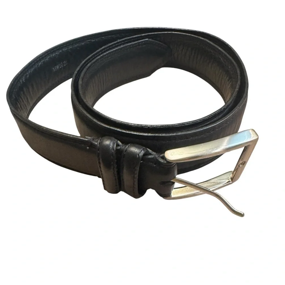 NWOT LEATHER HAND MADE Men’s Hand Polished Buckle Belt Black SZ 36 Luxury EUC